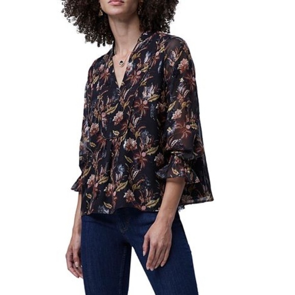 French Connection Desta Lame Floral Print Top S - Picture 1 of 11